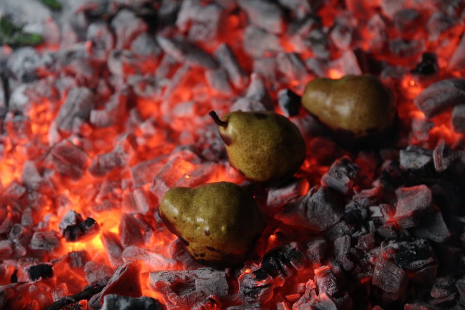 Coal baked pears