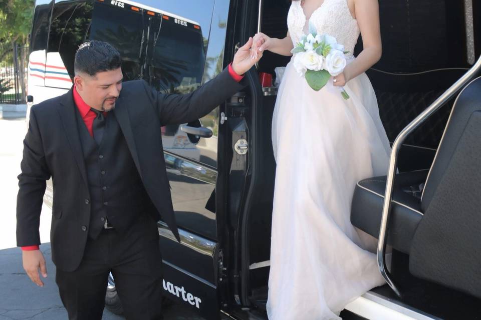 Couple Exiting Limo Sprinter