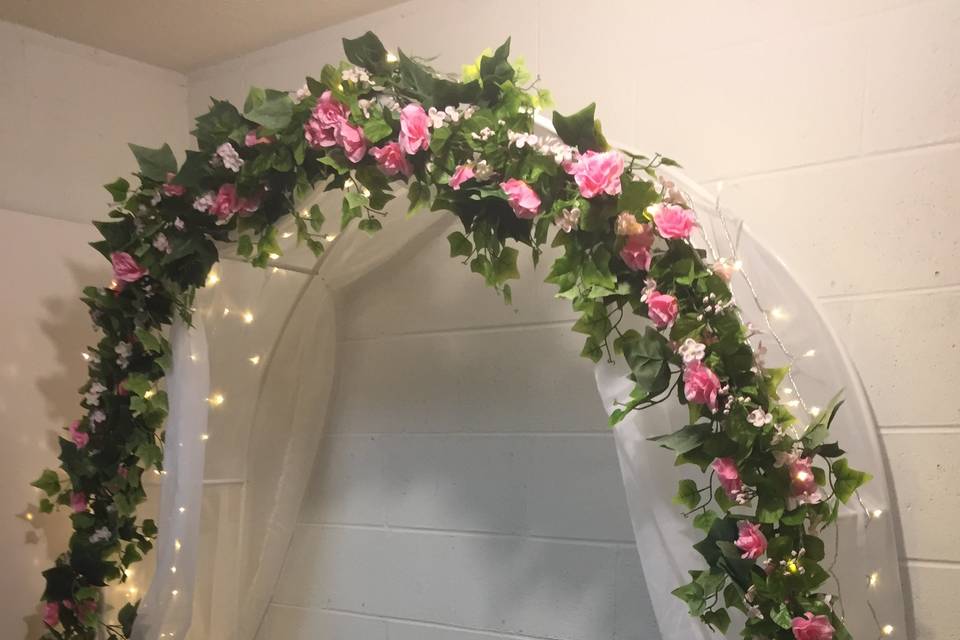 Pink flower arch