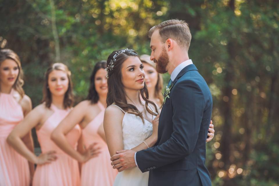 Smiling bridesmaids