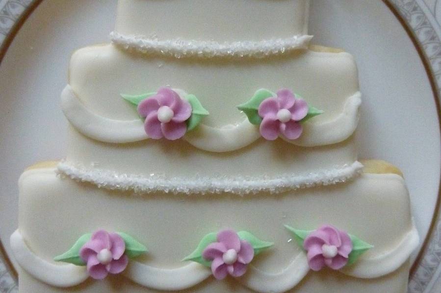 Flowers and Swags Wedding Cake Cookies