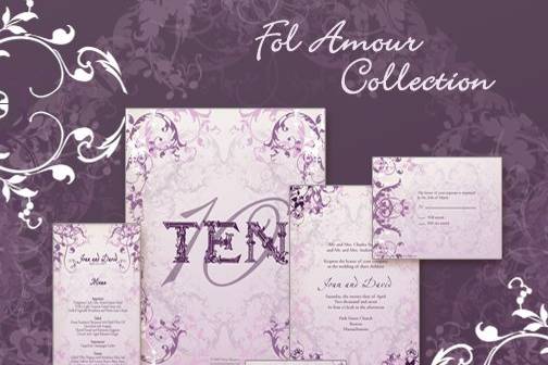Absolutely romantic, the collection Fol Amour features an arabesque of foliages. Fol Amour is the perfect alchemy of romance and numbers. This collection adds radiance and style to your wedding.