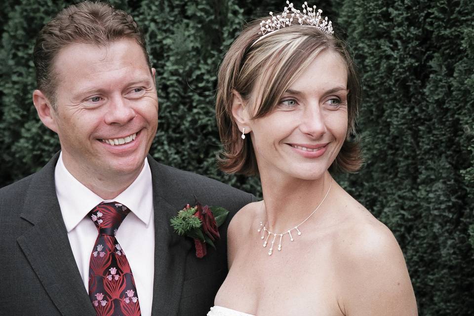 Bride and Groom smiling