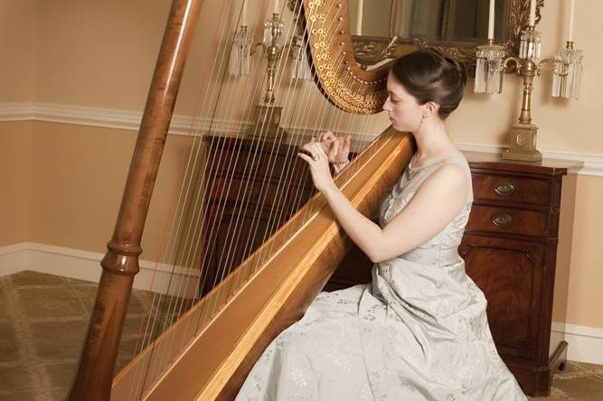Meghan on harp