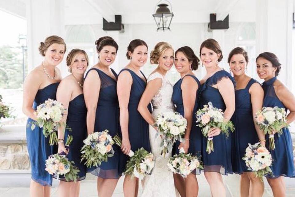 Happy bride and bridesmaids