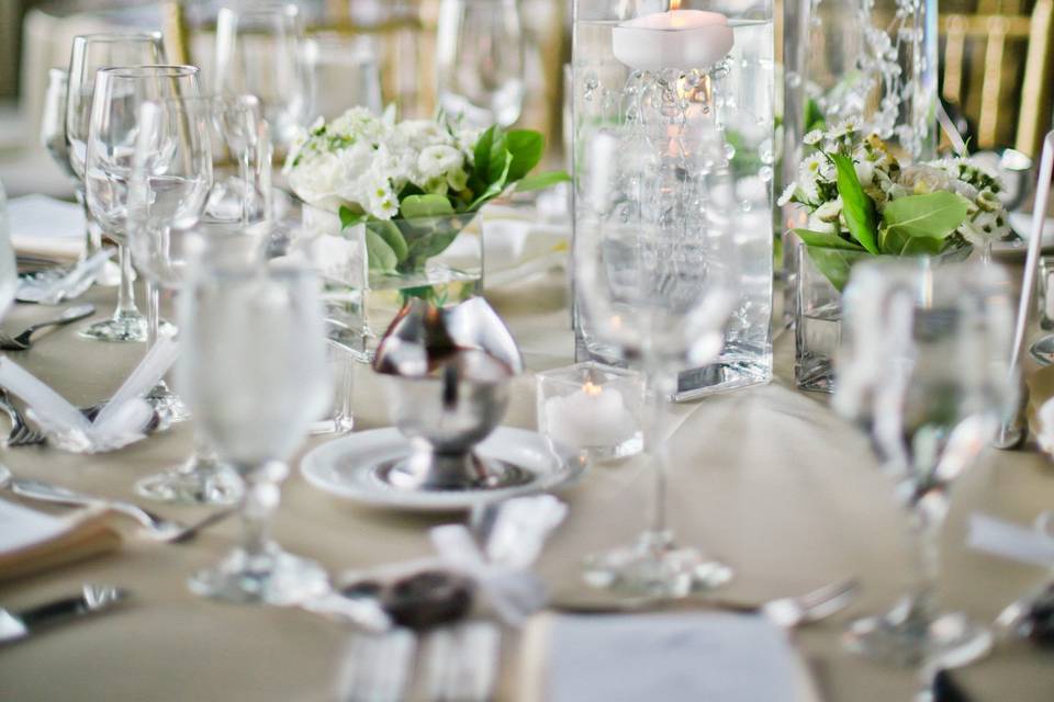 Table setup with centerpiece