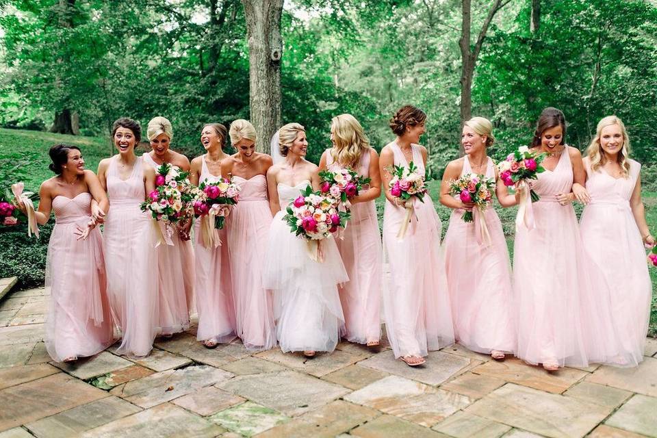 The bride with her bridesmaids