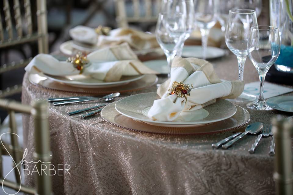 Table setup with centerpiece