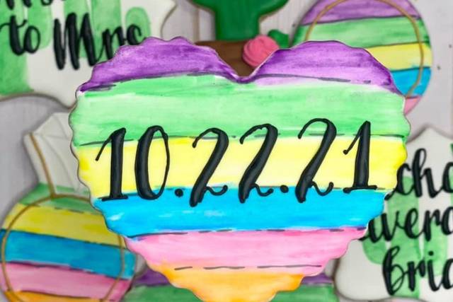 Pop of color wedding cookies