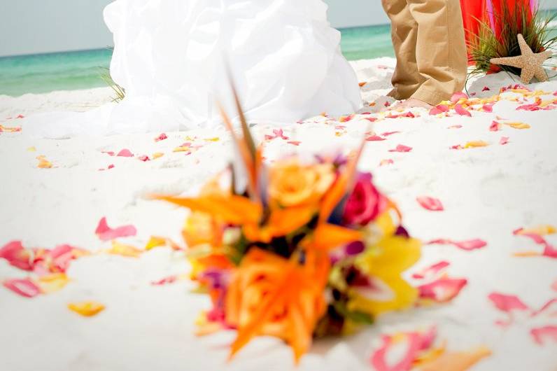 Tropical themed beach wedding on Okaloosa Island
