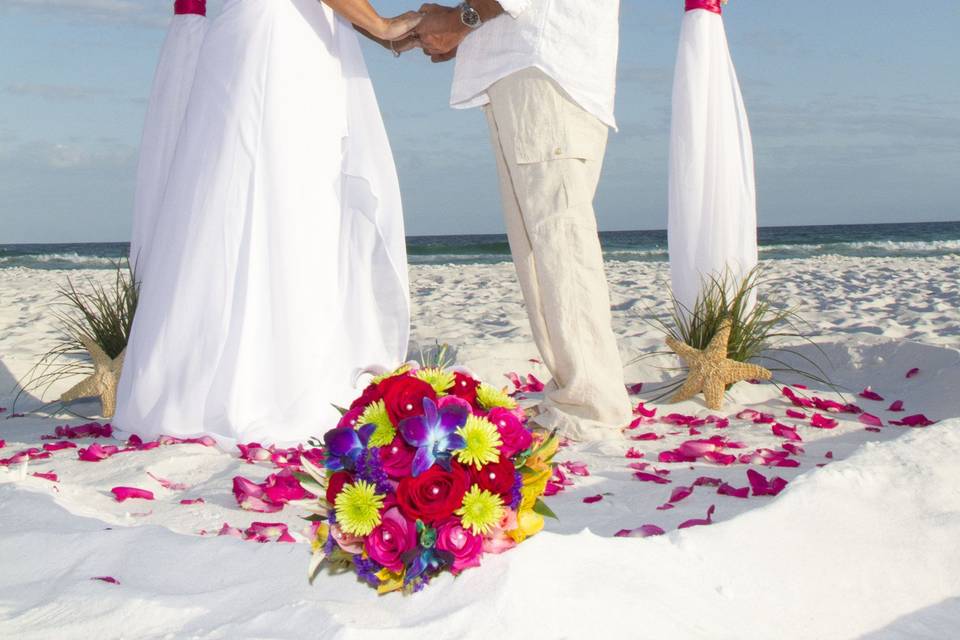 Tropical themed beach wedding on Okaloosa Island