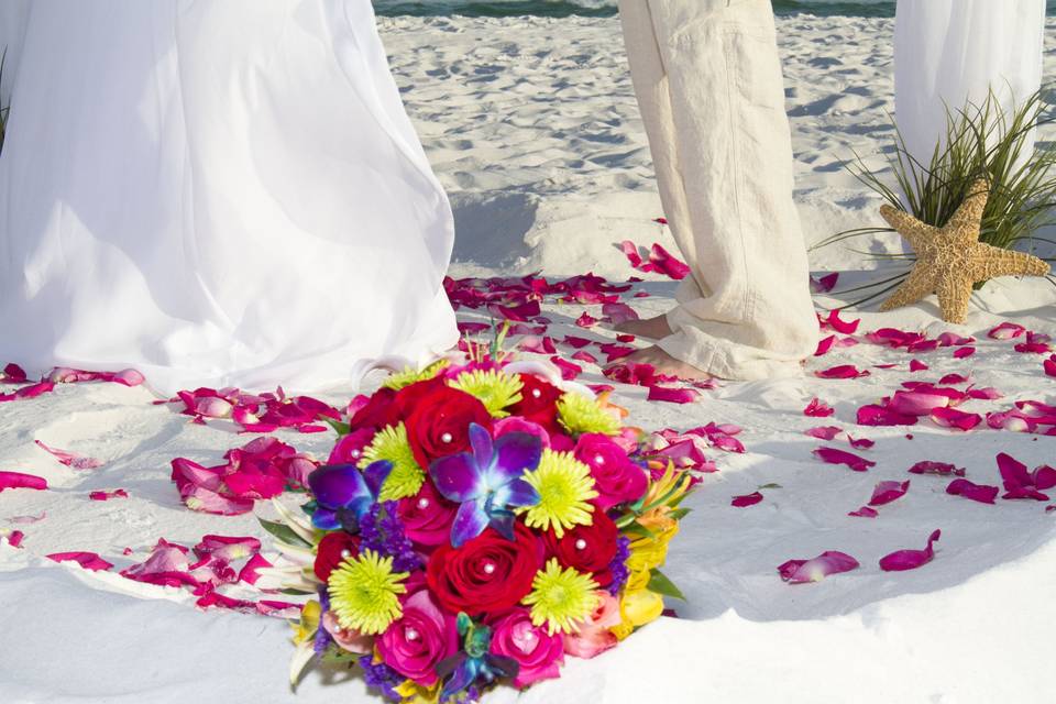 Fresh floral beach wedding bouquets are available!