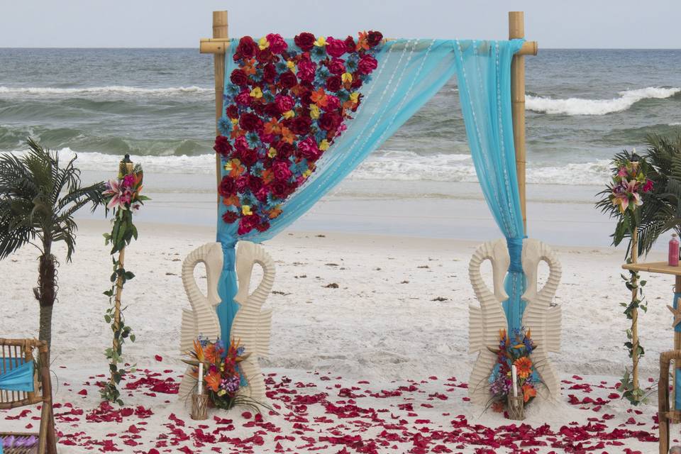 Custom floral curtain with tropical flowers