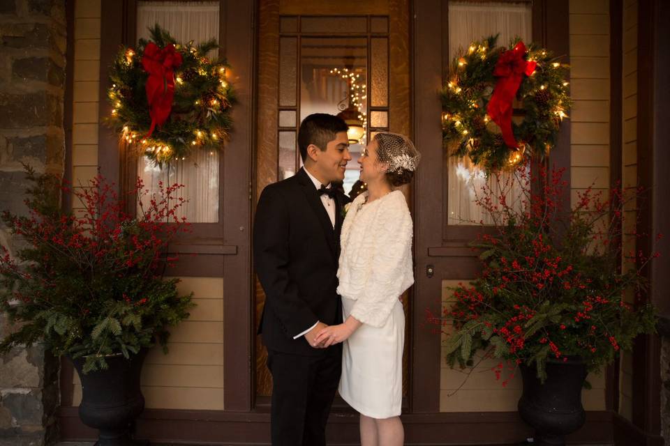 Couple outside Deyo House