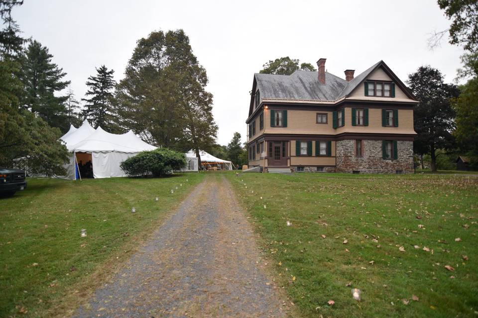 Tent on lawn