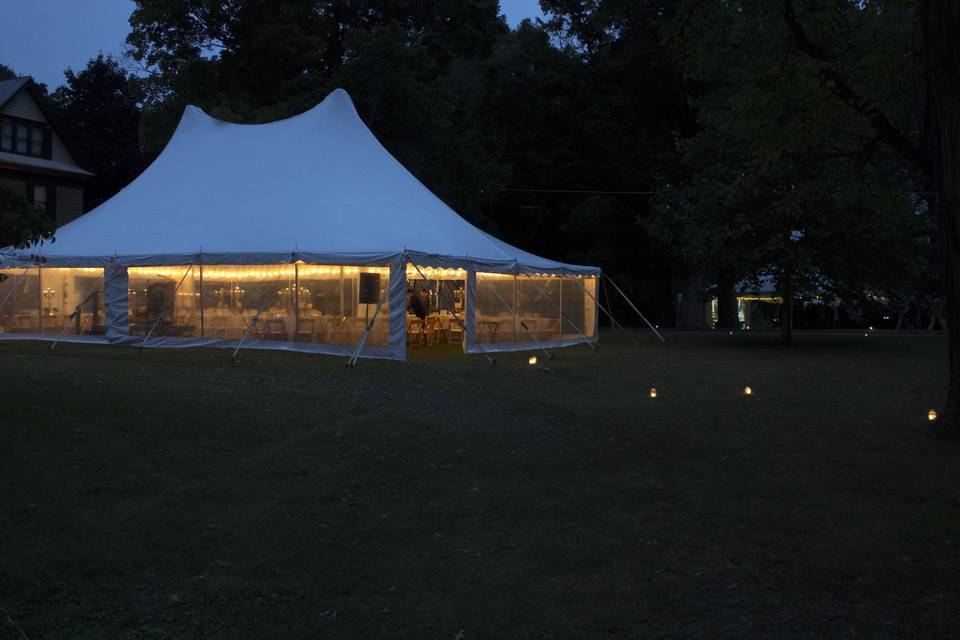Tent on lawn