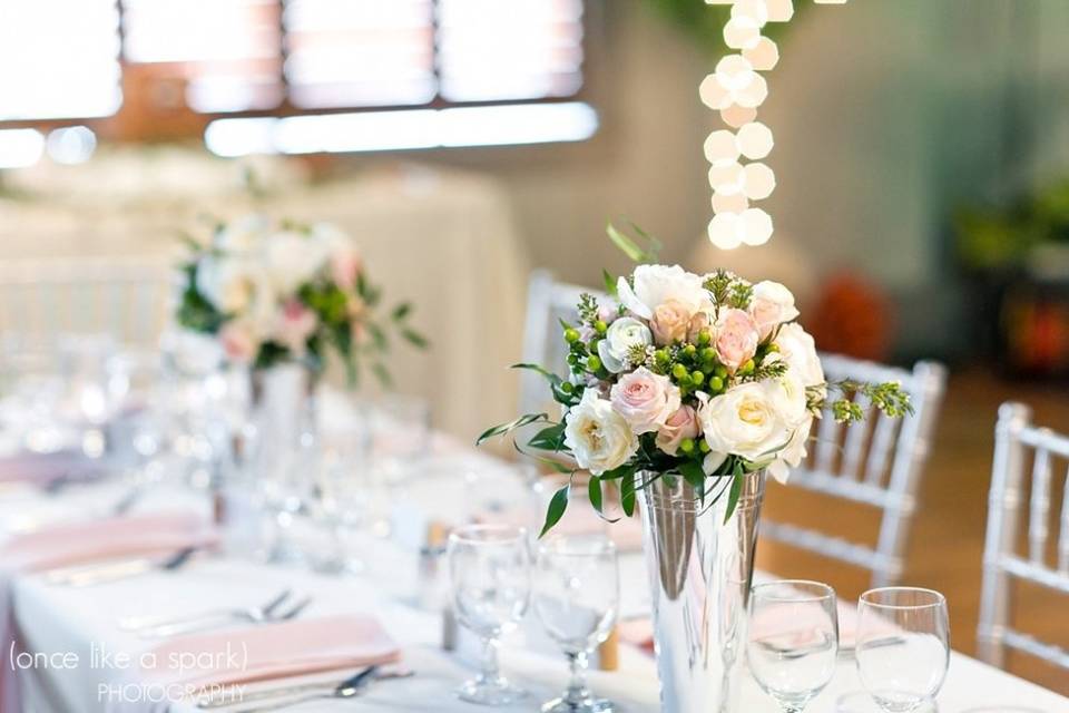 Table setup with centerpiece