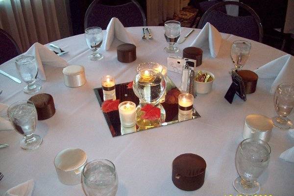 Table setting with candles as centerpiece