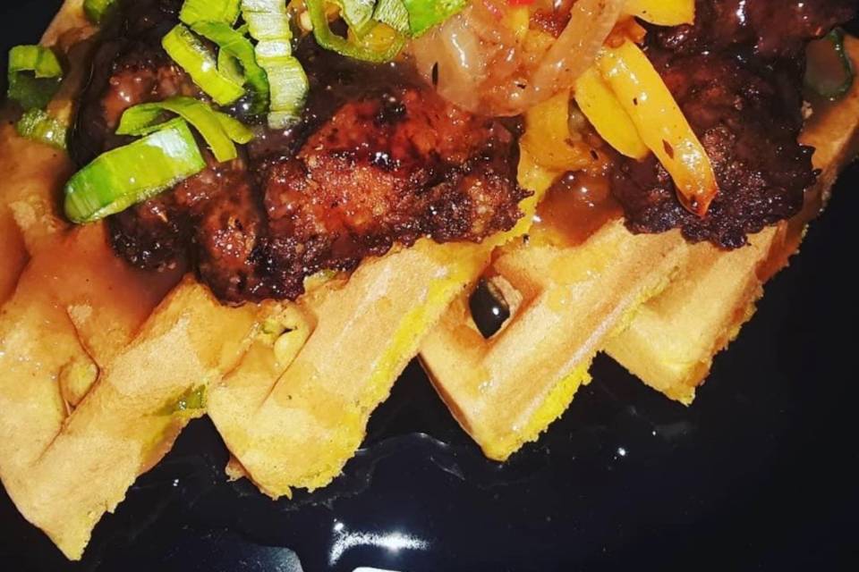Jerk chicken and coconut curry