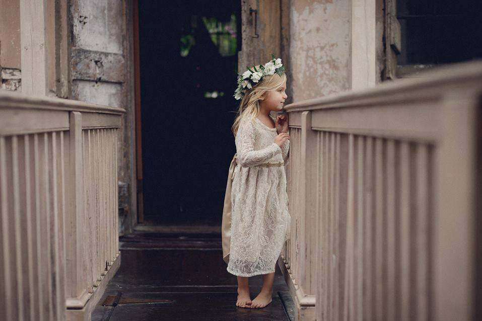 Lace wreath flower girl