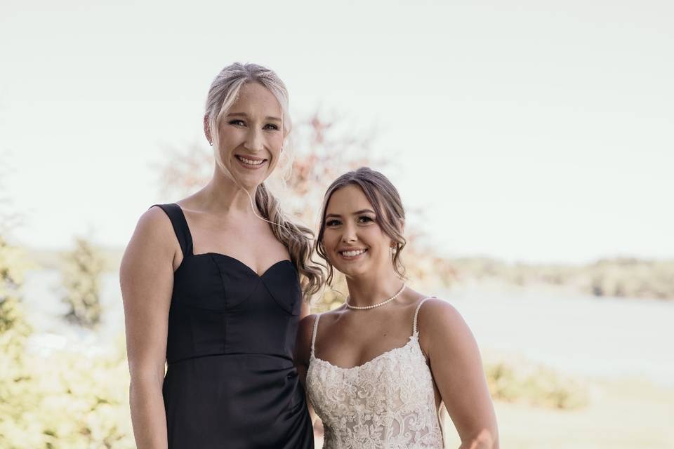 Bride and bridesmaid