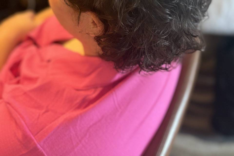 Textured short hair updo/braid