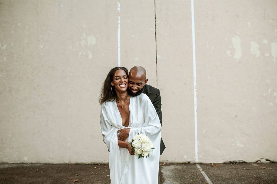 Ecstatic newlyweds