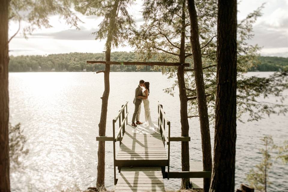 Newlyweds by the lake