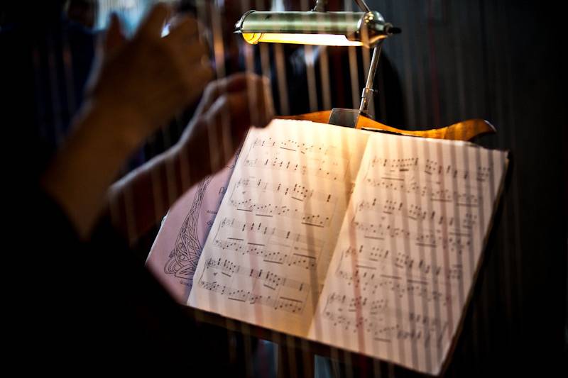 Harp and sheet music