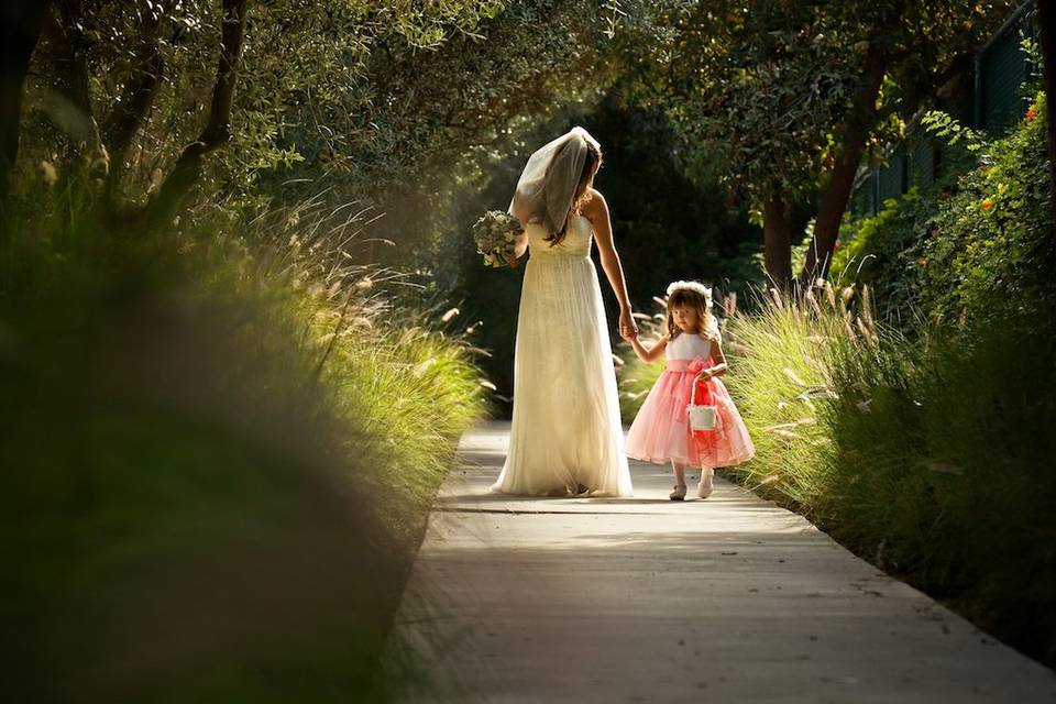 Flower girl and bride