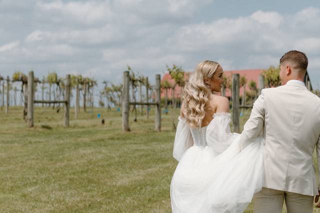 Bride and Groom in the Vines