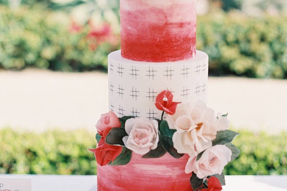 Hand painted pink cake