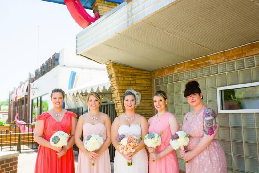 The bride with her bridesmaids