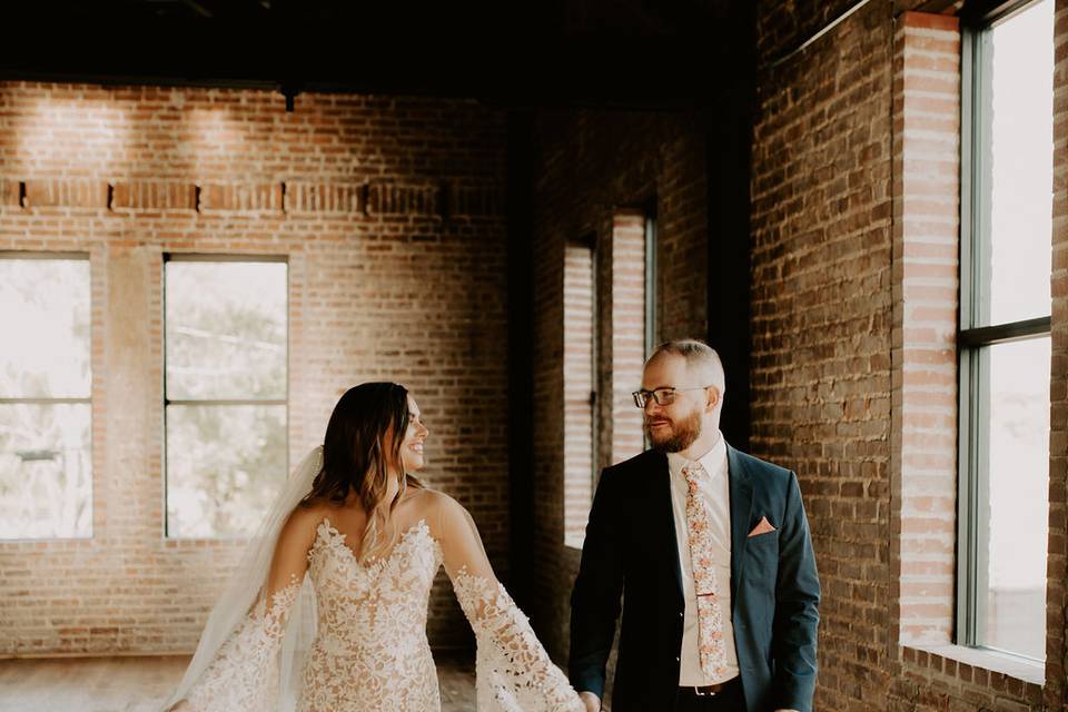 Bride & groom upstairs