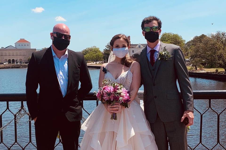 Socially safe bridge wedding