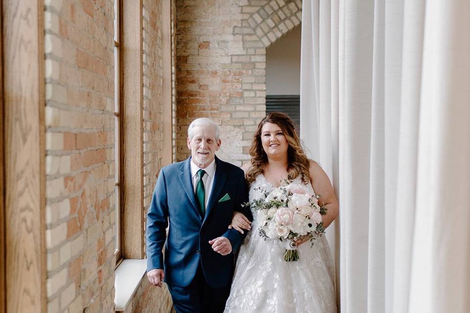 Bride walking down aisle