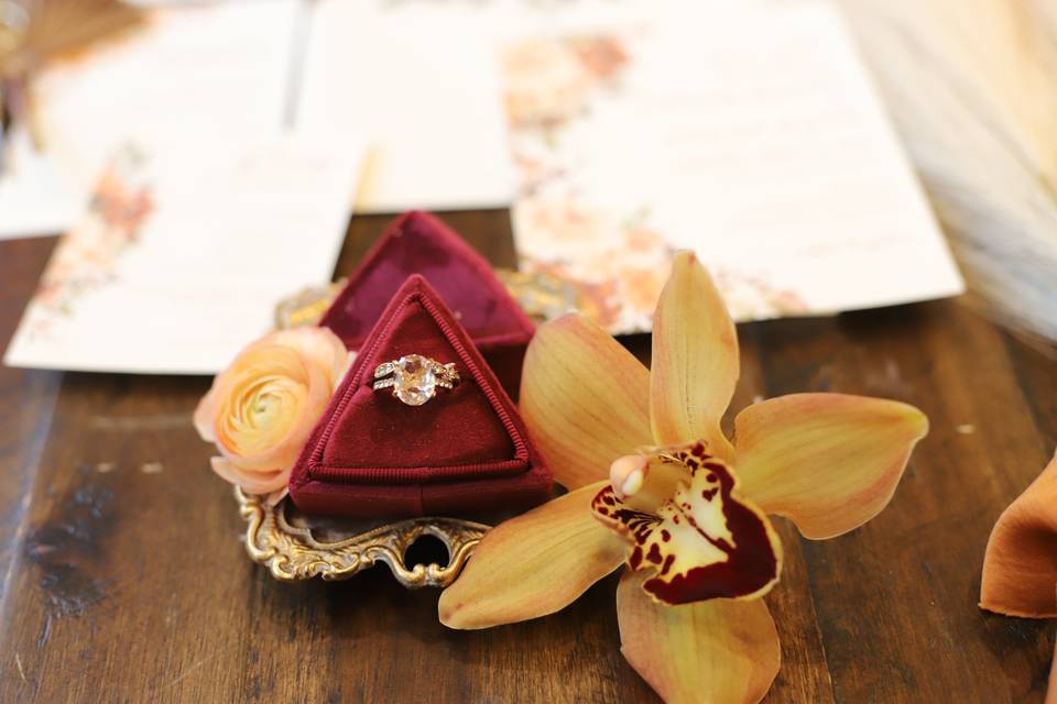 Yellow orchid ring detail