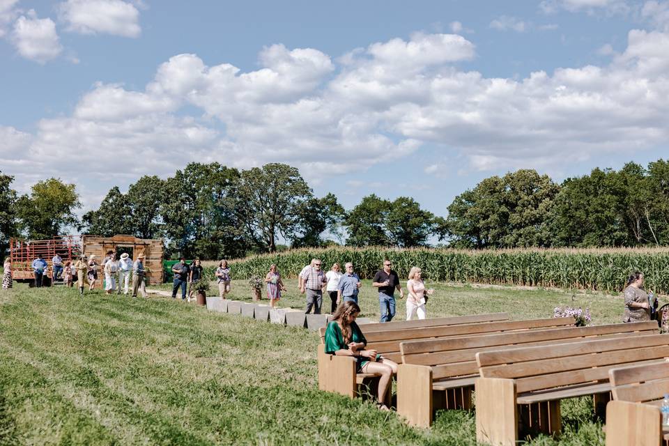 Guests entering aisle