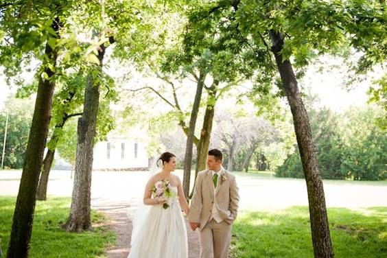 Couple walking along path