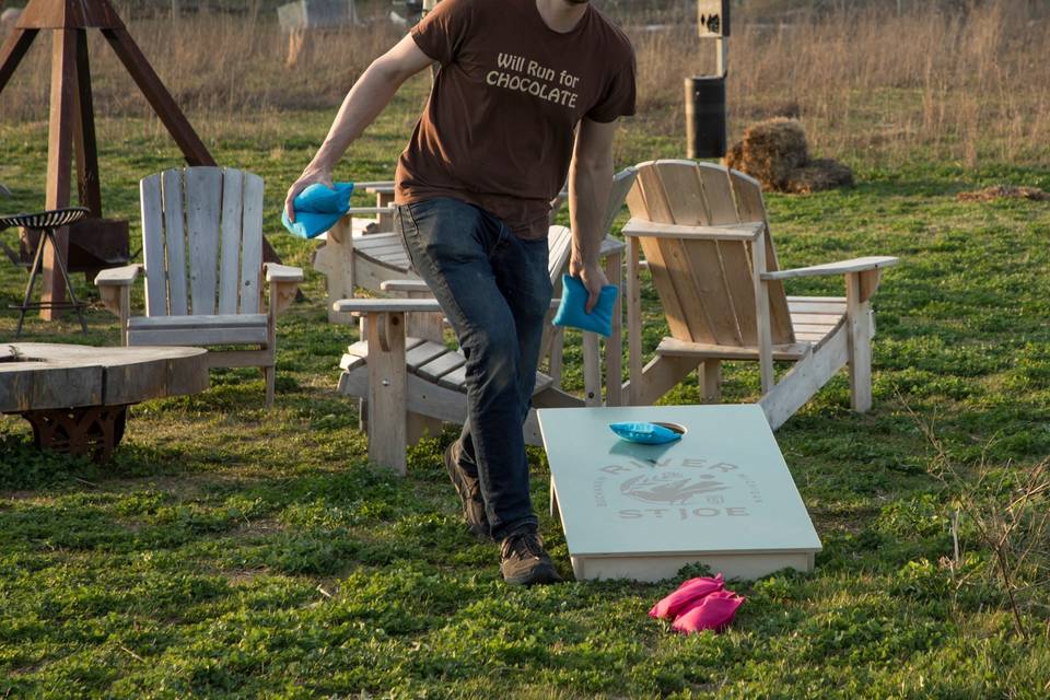 Corn hole on the lawns