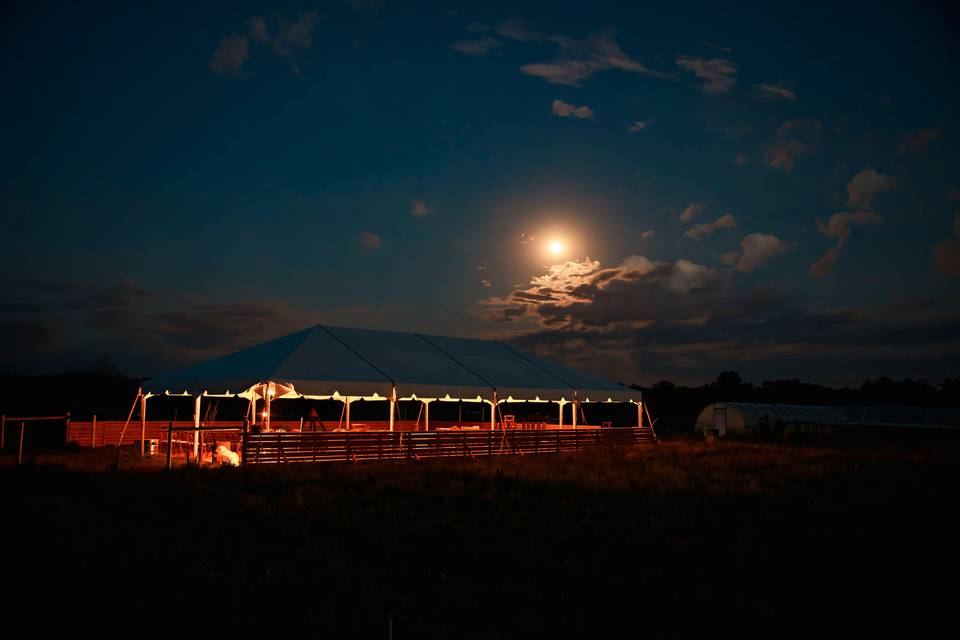 The tent under a full moon