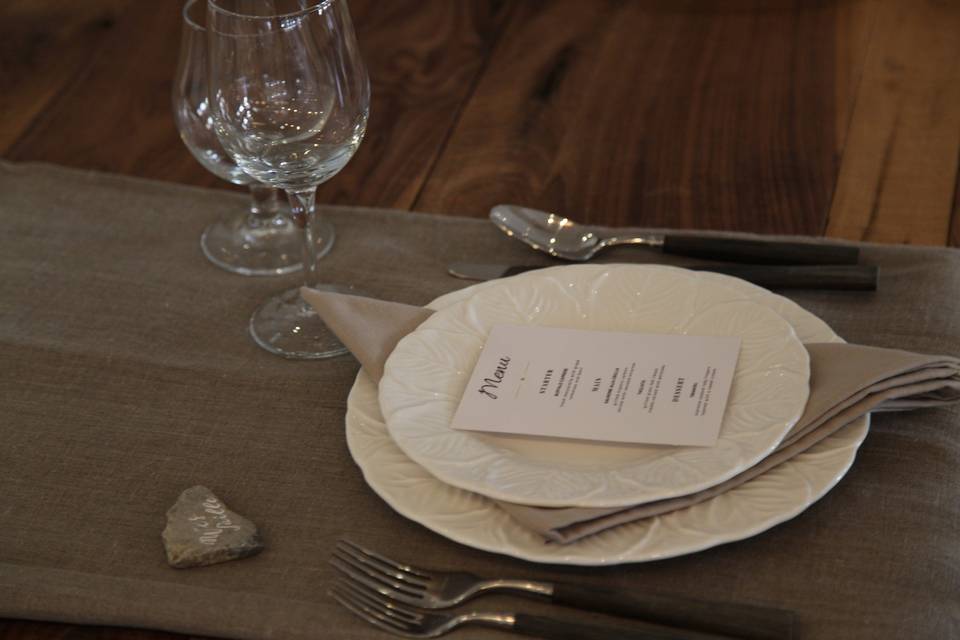 Sample menu on the table