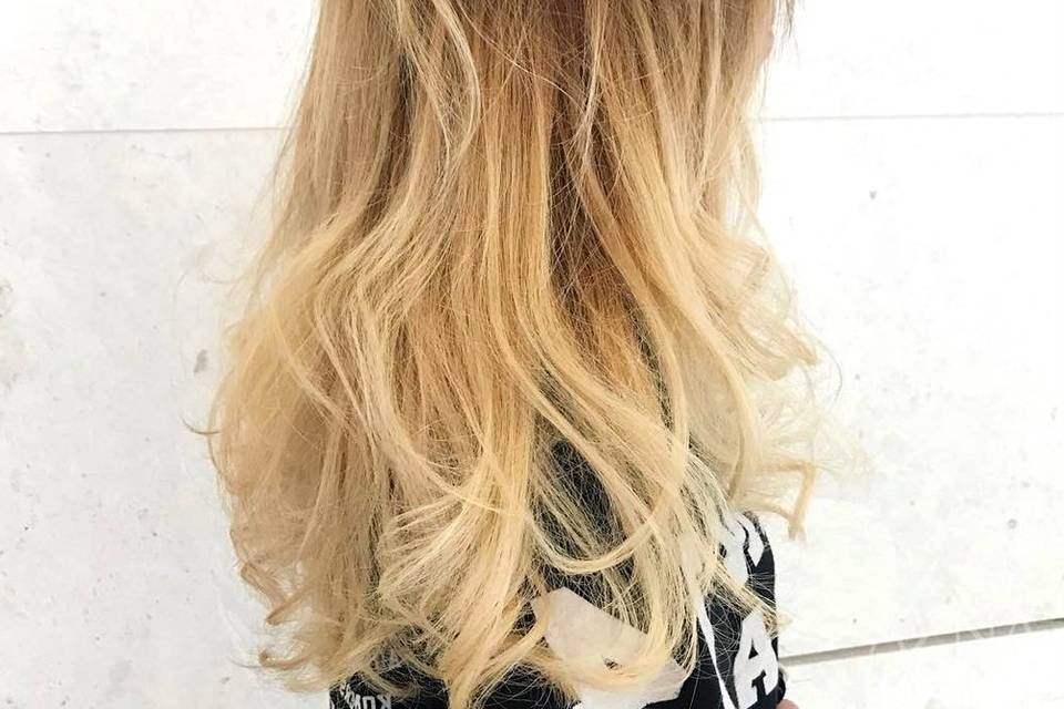 Blonde hair color + cut