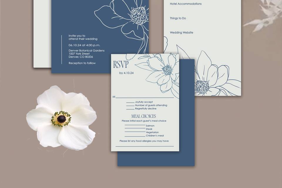 Blue Floral Invites
