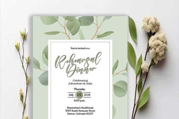 Eucalyptus Rehearsal Invite