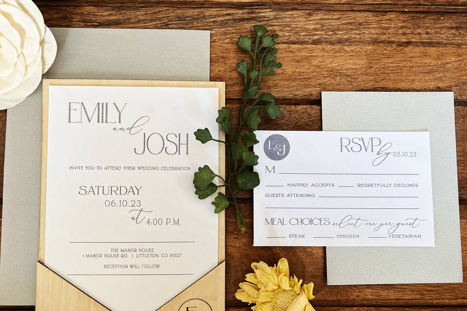 Wooden Pocket Invitation