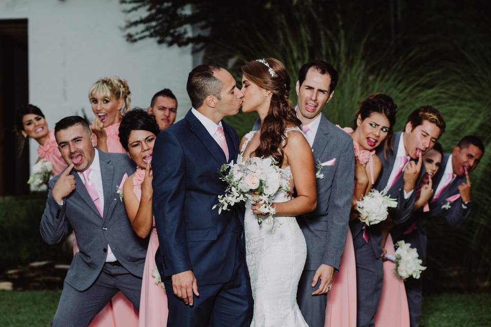 Bride and Groom and Bridesmaid