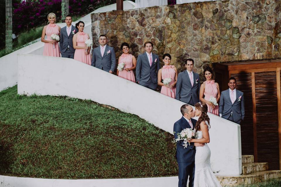 Bride and Groom and Bridesmaid