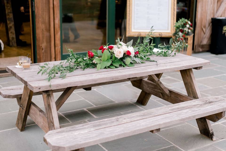 Outdoor picnic tables