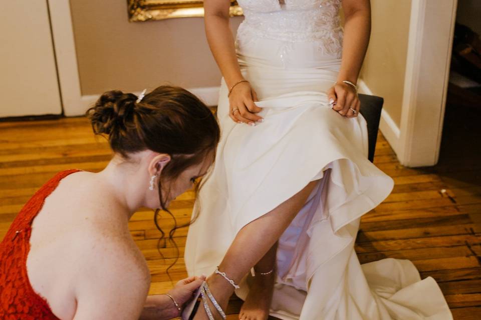 Putting on the shoes